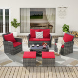 Antigua 6-Piece Handwoven Rattan Outdoor Seating Ensemble