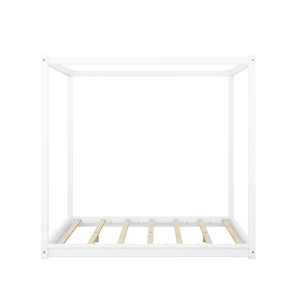 Wood Canopy Platform Bed With Support Legs And Airflow Slats