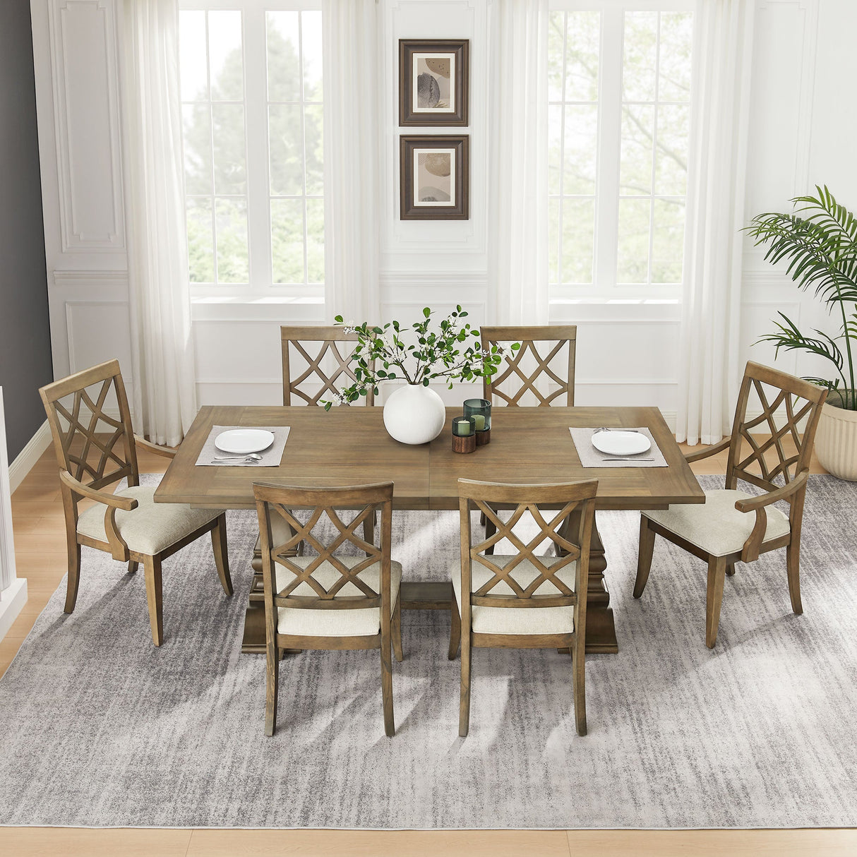 Extendable Wooden Dining Table, Seats 6