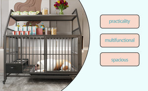 Large Pet Cage with Storage Rack and Stainless Steel Basins