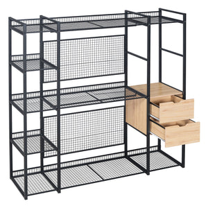 Open Style Wardrobe With Hanging Rails, Shelves And Drawers