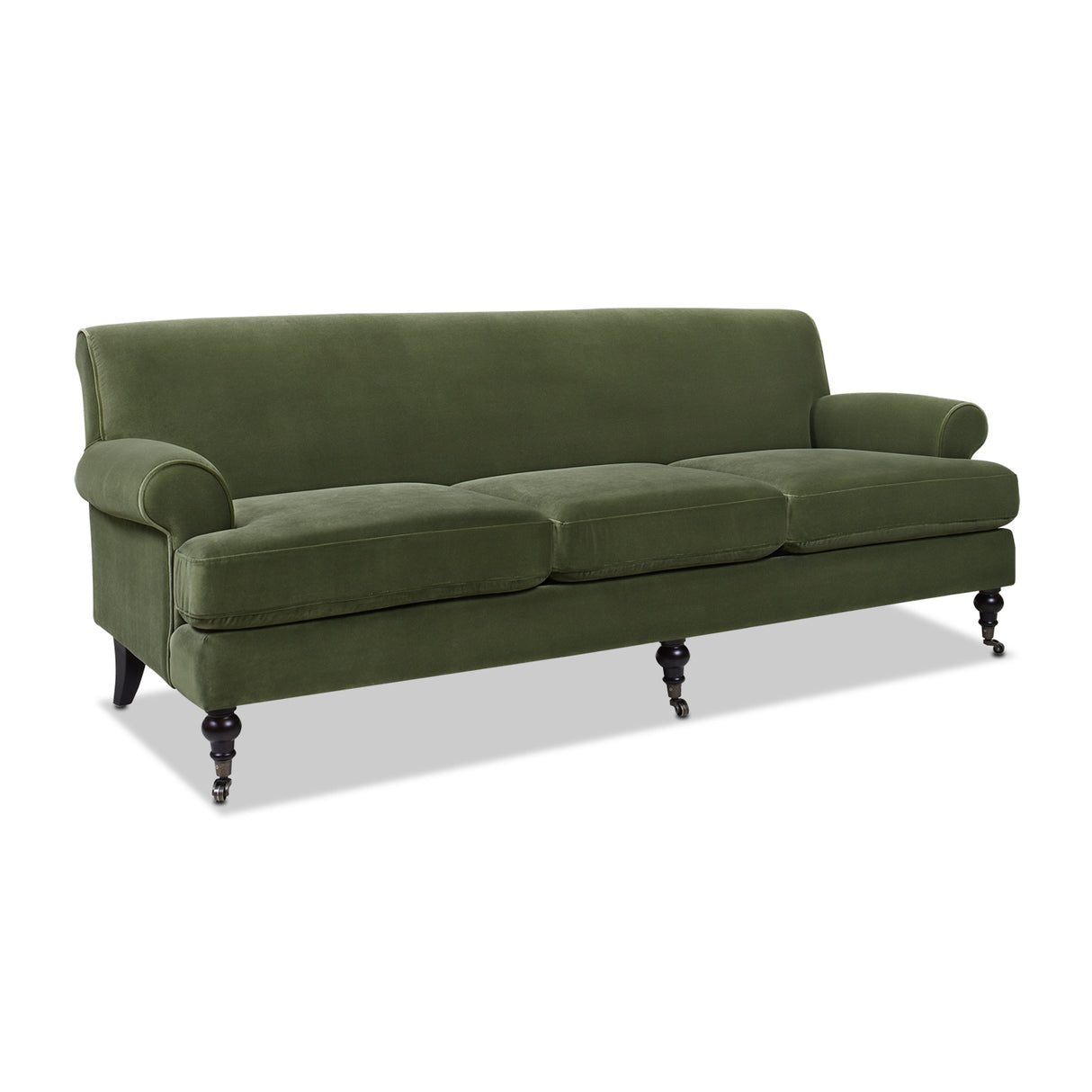 Alana lawson three-cushion tightback sofa, olive green performance velvet