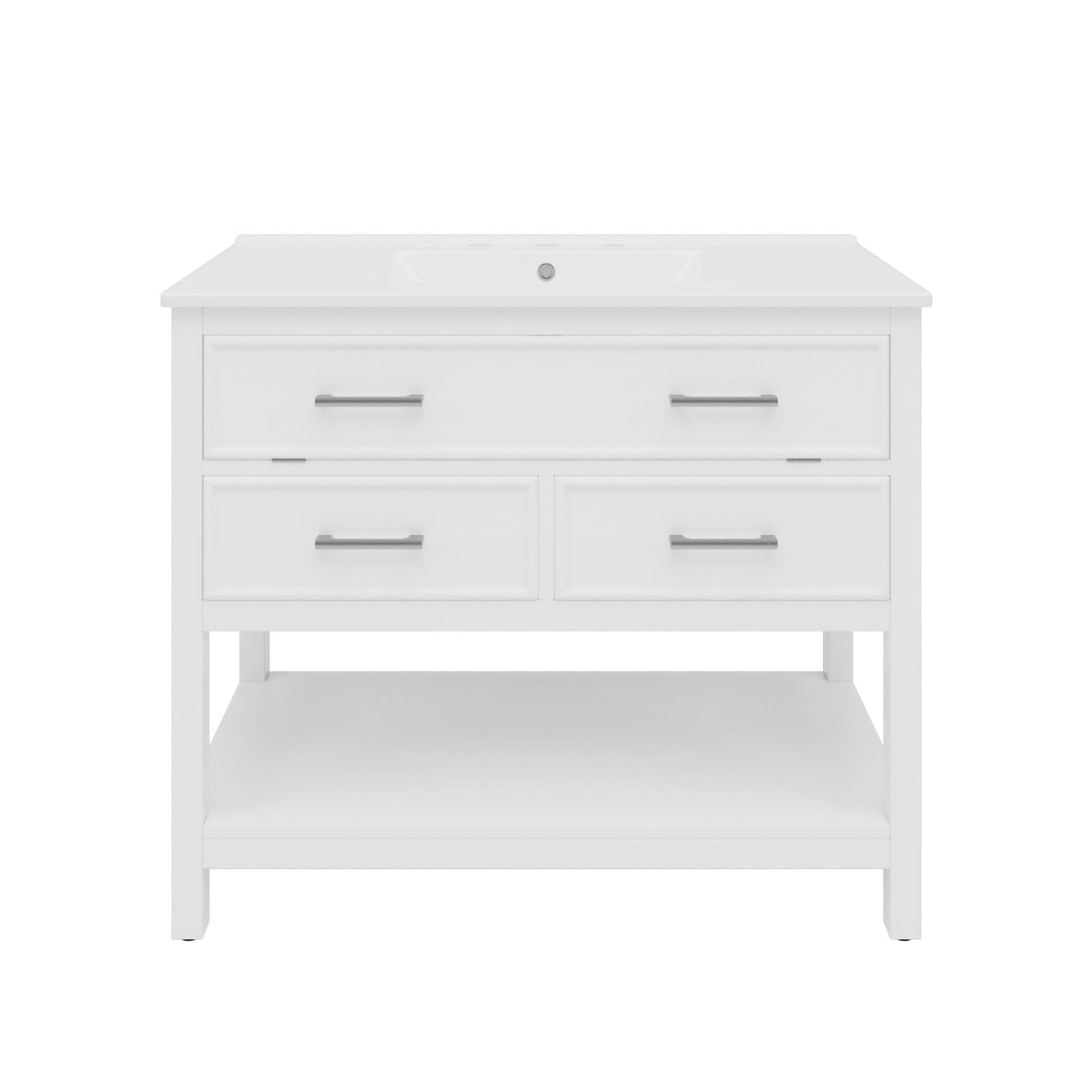Bathroom Vanity With Ceramic Sink, Tip Out Tray & 2 Full Extension Drawers