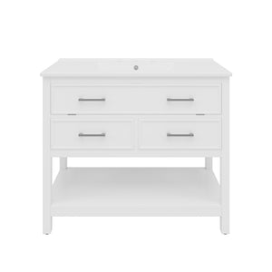Bathroom Vanity With Ceramic Sink, Tip Out Tray & 2 Full Extension Drawers