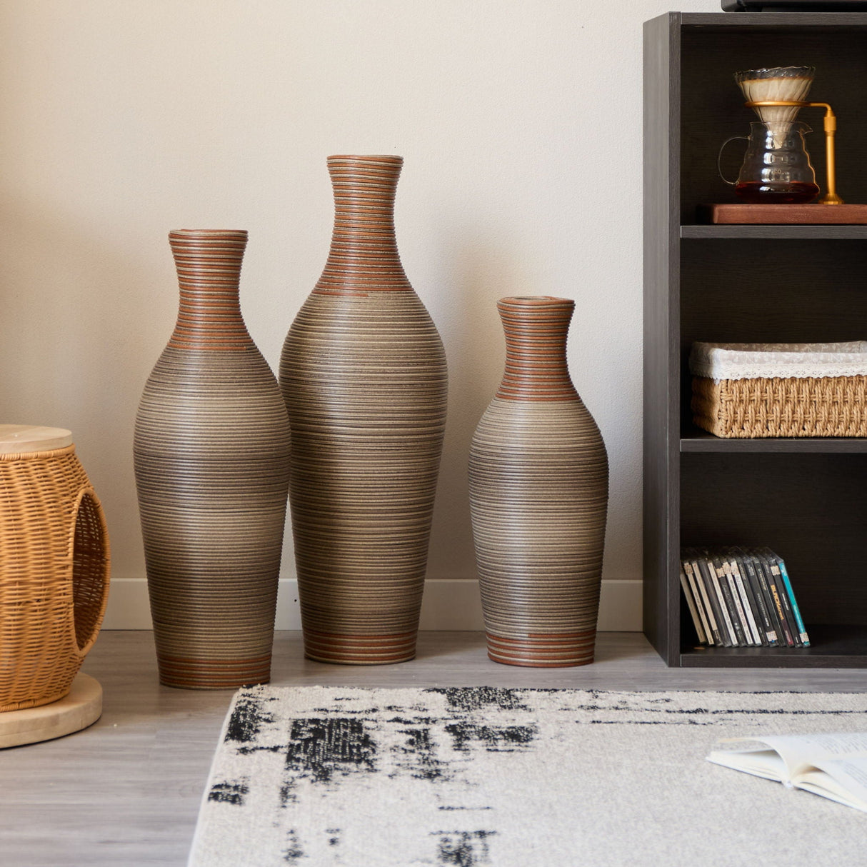 Classic And Neat Floor Vase, High Independent Flower Stand (Set of 3)