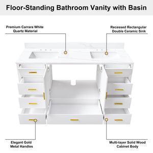 60" Solid Wood Bathroom Vanity with 2 Sinks
