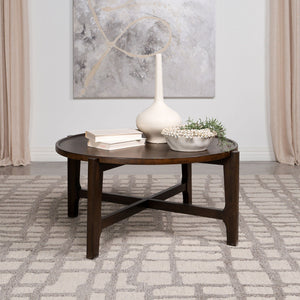 Cota Round Solid Wood Coffee Table Dark Brown