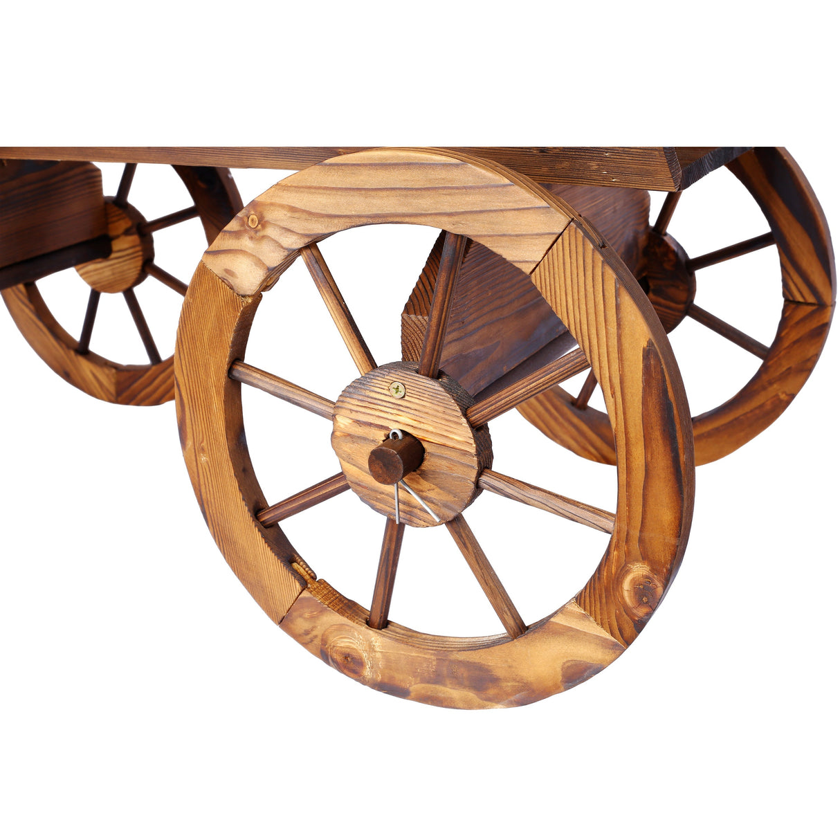 Wood Wagon Flower Planter Pot Stand With Wheels