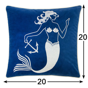 Liz Mermaid Pillow Cover With Matching Back And Hidden Zipper - Indigo
