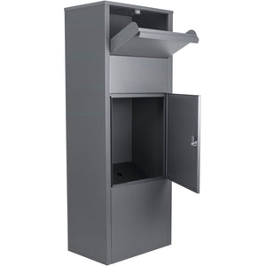 Steel Large Single Compartment Locking Parcel Drop Box With Keyed Access - Gray