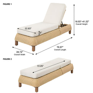 Adjustable Outdoor Wicker Chaise Lounge Chairs Set of 2