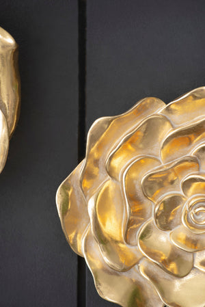S/2 Gold Rose Hanging Wall Accents