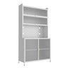 Tall Kitchen Pantry Cabinet With Flip Doors And Pegboard, Anti Tip Steel Storage Hutch