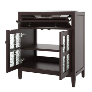 Bathroom Vanity With Ceramic Sink, Adjustable Shelf & Tip Out Tray