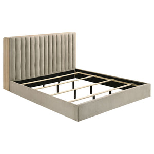Arielle Eastern King Bookcase Panel Storage Bed Light Oak
