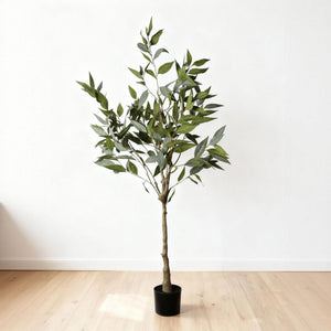 5Ft Realistic Artificial Eucalyptus Tree In Pot With Lush Leaves