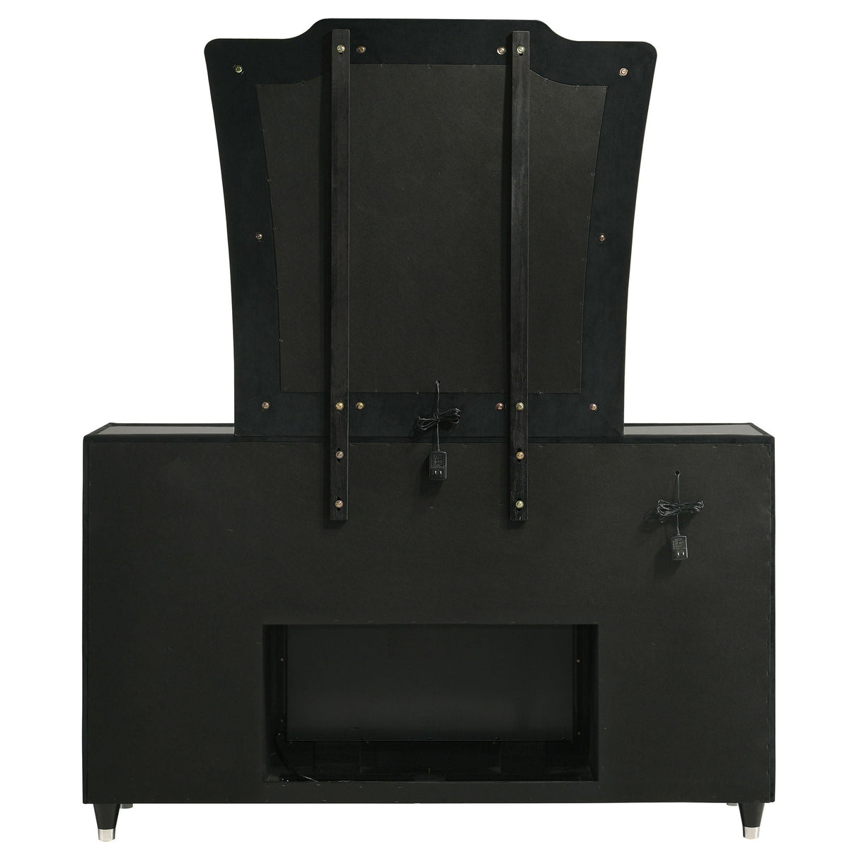 Lorient 8-drawer LED Flame Box Dresser and Mirror Black