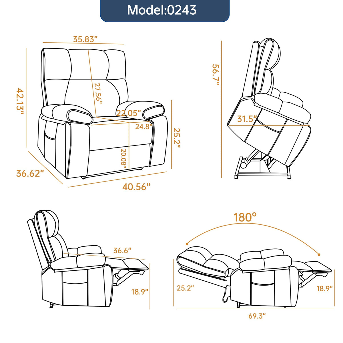 ComfortMax Dark Oversized Lift Recliner Chair