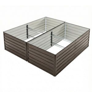 8x4x2 FT Woodgrain Galvanized Raised Garden Bed Set with Durable Steel - Walnut