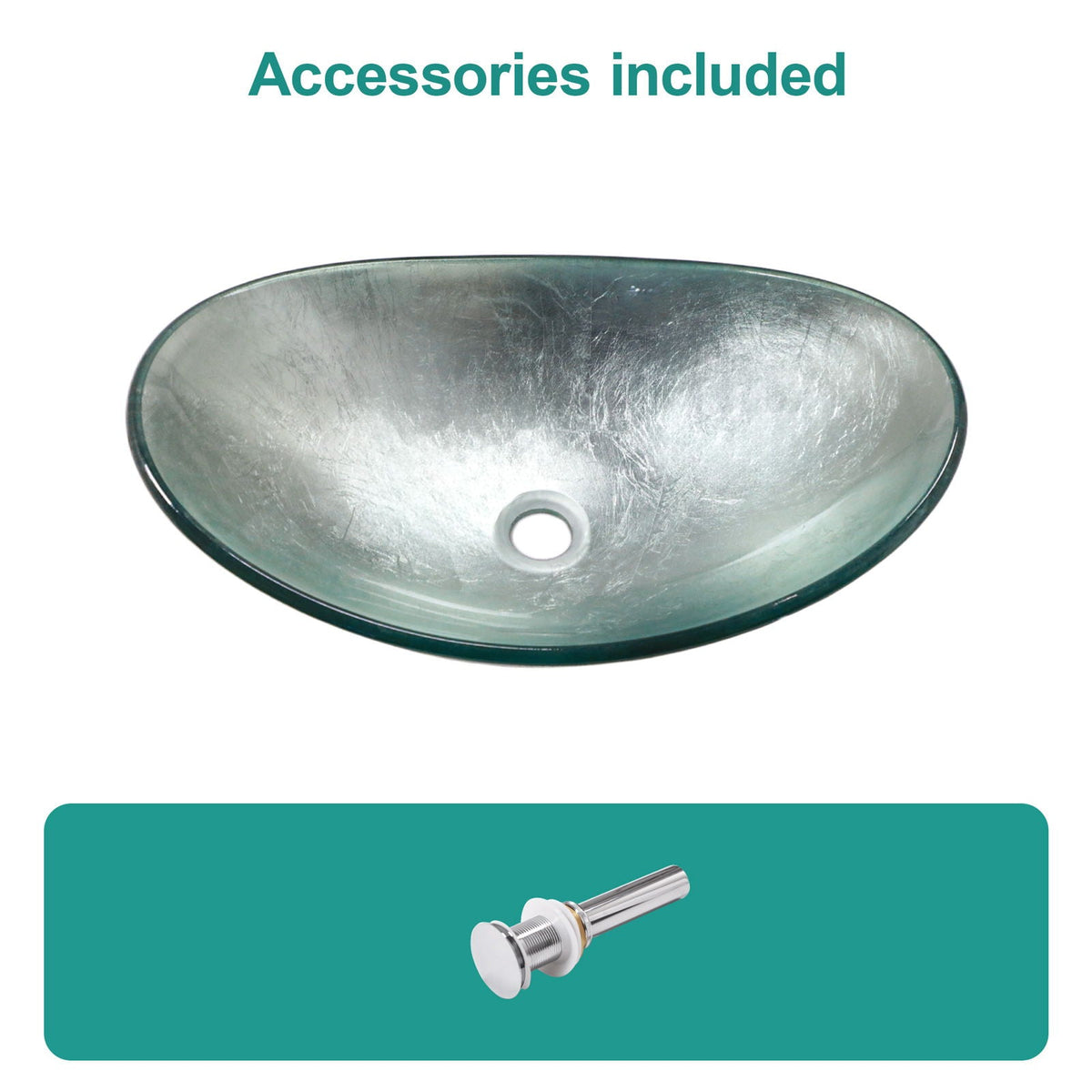 Tempered Glass Vessel Sink With Boat Shape Pop-Up Drain