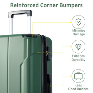 Lightweight Durable ABS Hardshell Luggage - 24-Inch (Green)