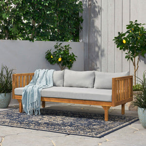 Acacia Wood Patio Furniture Set: Outdoor Daybed & Coffee Table