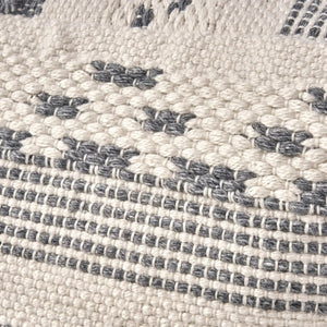 Karim Faux Yarn Large Accent Pouf in Ivory and Gray