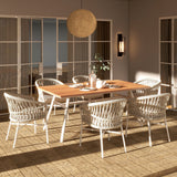 Maiden-71'-6-Seater-Teak-&-Aluminum-Patio-Dining-Table,-Natural-Teak-
