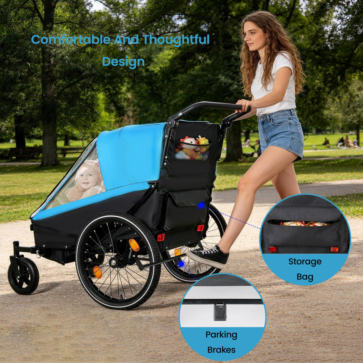 2 In 1 Kids Bike Trailer And Stroller