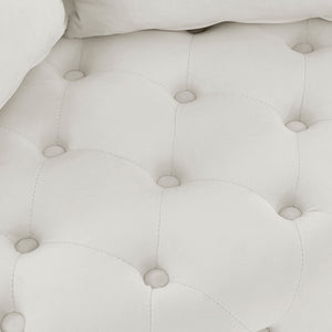 Modern Upholstered Swivel Chair With Button Tufted Design And Movable Wheels