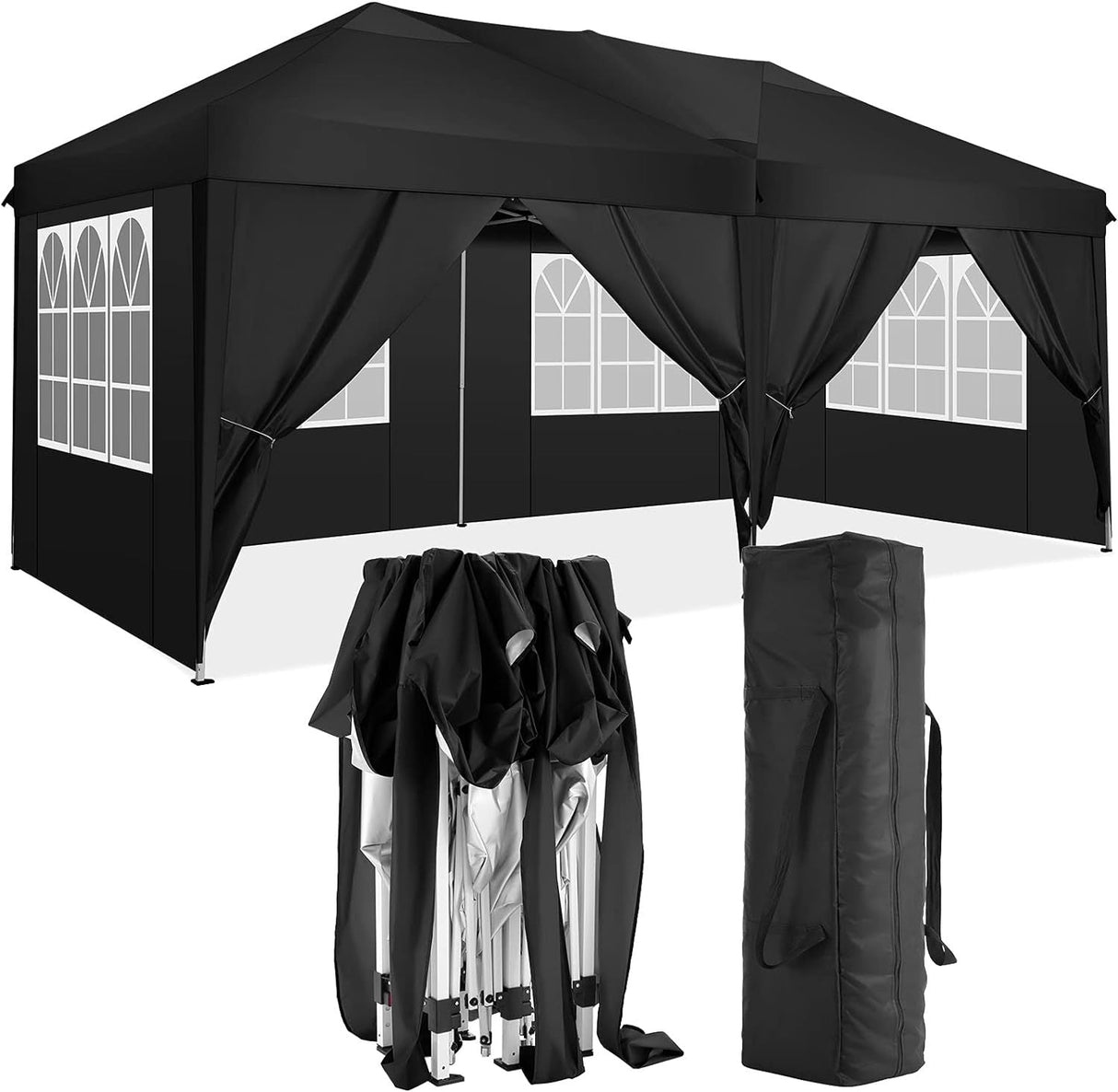 10'x20' Folding Canopy with 6 Removable Sidewalls