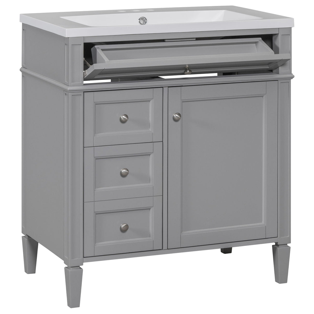 Bathroom Vanity With Top Sink, 2 Drawers and Tip Out Drawer