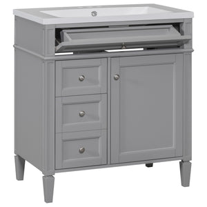 Bathroom Vanity With Top Sink, 2 Drawers and Tip Out Drawer
