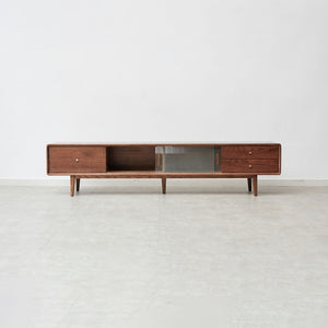 TV Cabinet With Chinese Changhong Glass Doors, Two Drawer Storage Space TV Standing