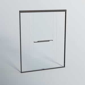 Double Sliding Shower Door, Semi-Frameless Bypass Bathroom Sliding Door With 1/4" (6 Mm) Tempered Glass For Walk-In Shower