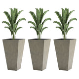 Outsunny Set of 3 Tall Planters with Drainage Hole, Gray