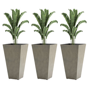 Outsunny Set of 3 Tall Planters with Drainage Hole, Gray