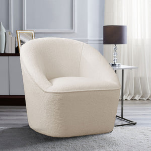 Anson - Swivel Chair With Soft Rounded Back - Off White
