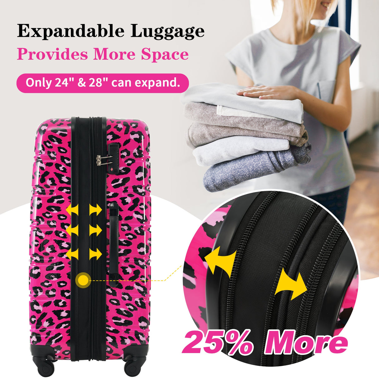 Hardshell Luggage Sets 3 pcs Spinner Suitcase with TSA Lock Lightweight Luggages