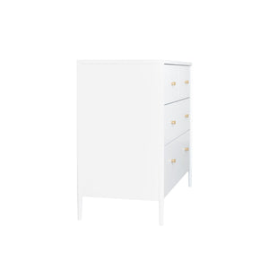 4 Drawer Kids Dresser With Antique Brass Pulls - White