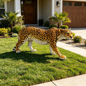 Realistic Leopard Garden Statue - 32" Lifelike Resin Cheetah Sculpture