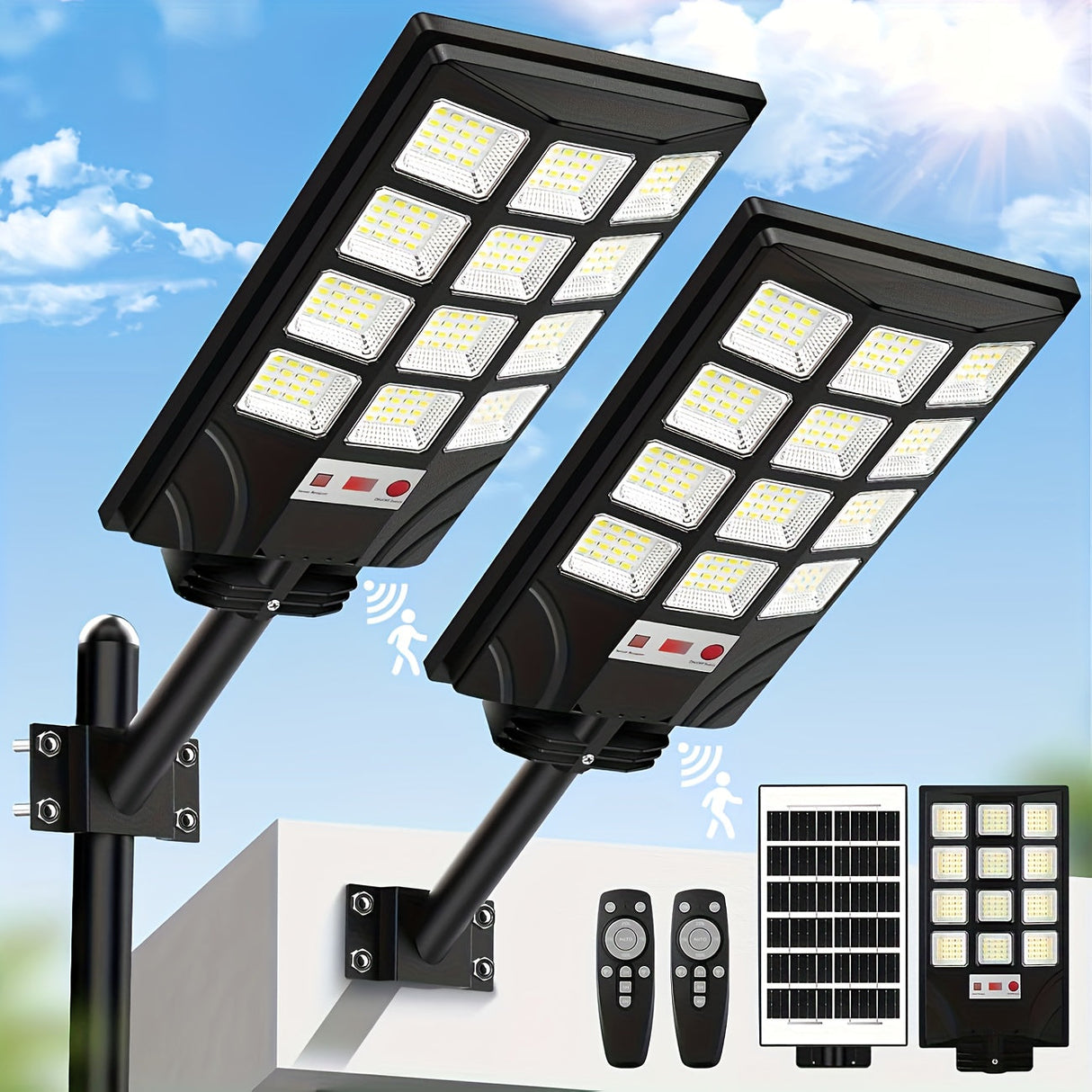 400 LED Solar Floodlights (2-Pack) Waterproof with Motion Sensor