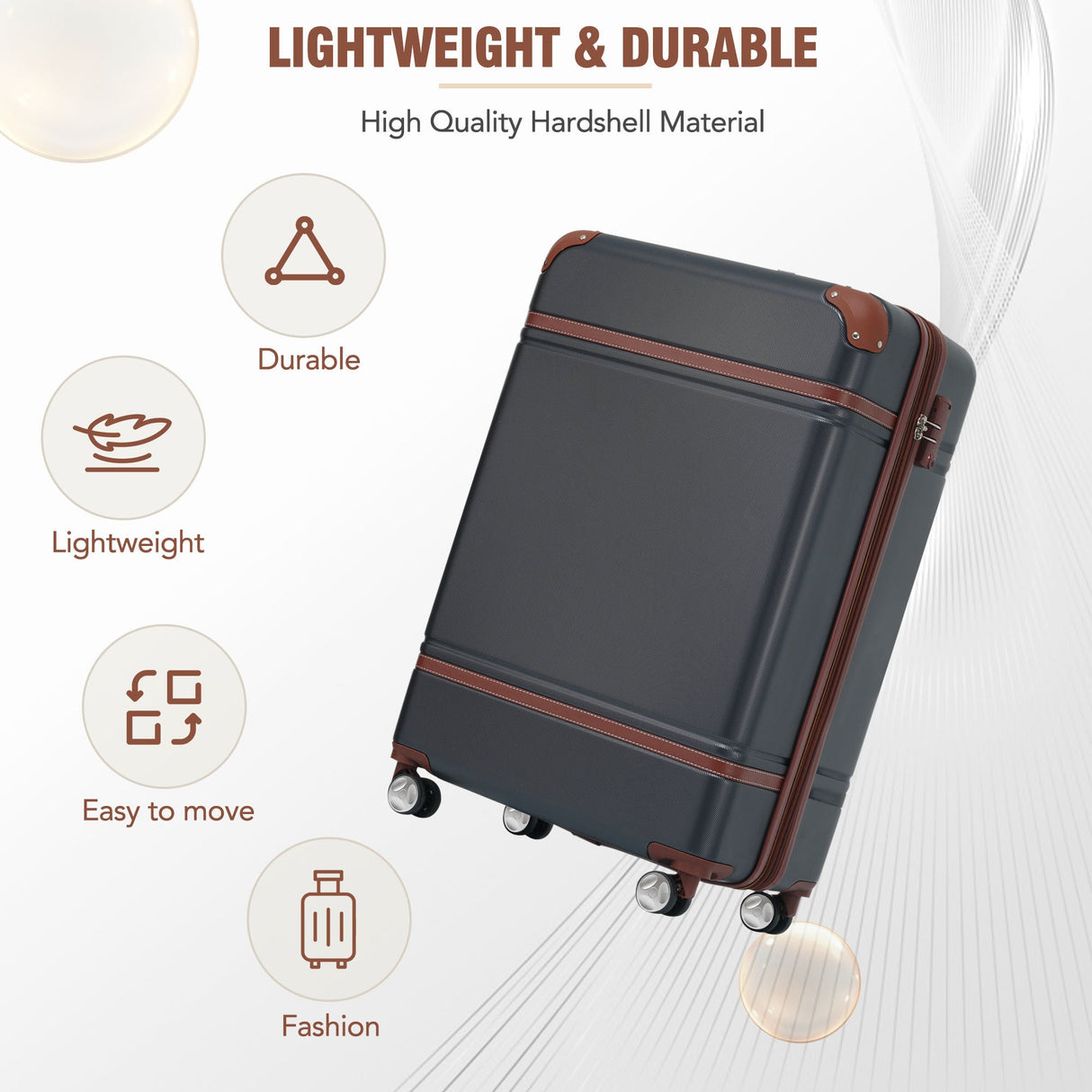 20 in hard side 2 piece lightweight suitcase set with spinner wheels