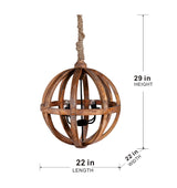 4 Light Wood Chandelier with Adjustable Chain