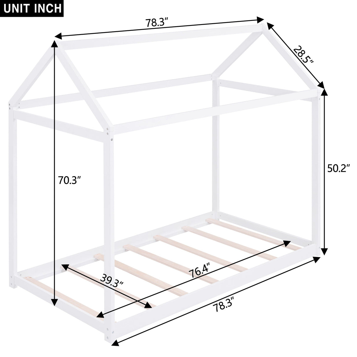 Wooden House Shaped Bed