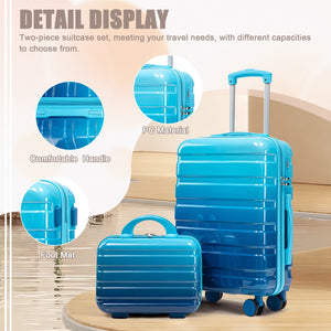 14'/20' 2-Pcs PC Spinner Wheel Luggage Set with Gradient Color and Lock