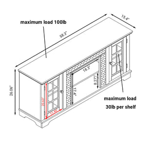 58" Modern TV Stand with Electric Fireplace and Storage