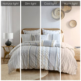 Full/Queen Cotton Printed Duvet Cover Set with Chenille