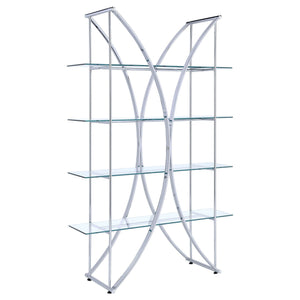 Larson 73-inch 4-shelf Glass Bookshelf Chrome
