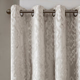 Knitted Jacquard Damask Total Blackout Grommet Top Curtain Panel(Only 1 Pc Panel)
